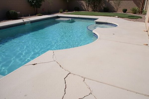 Before: Hot cracked concrete pool deck