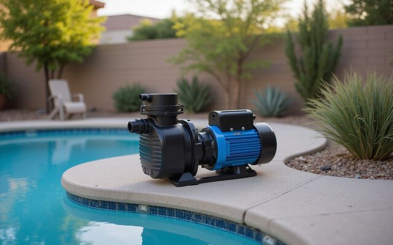 New energy efficient variable speed pool pump installed with clean professional plumbing