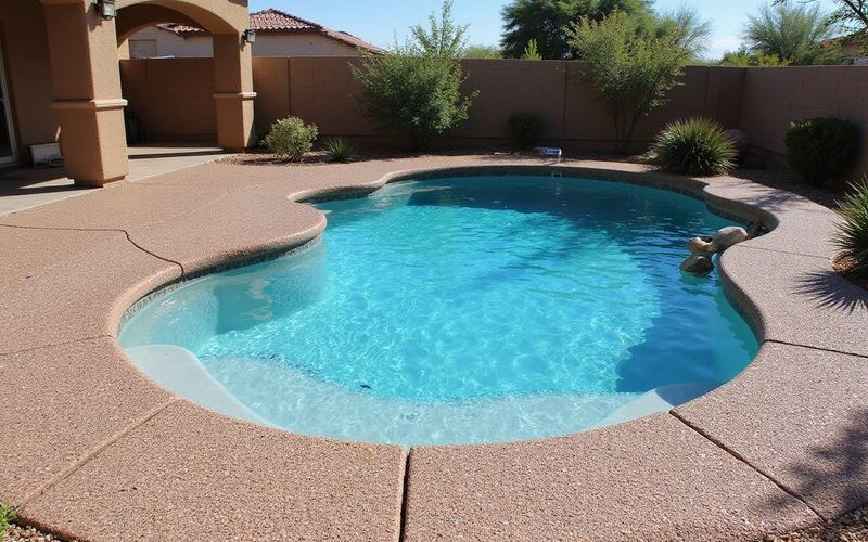 Well maintained Pebble Tec pool finish showing excellent condition after many years
