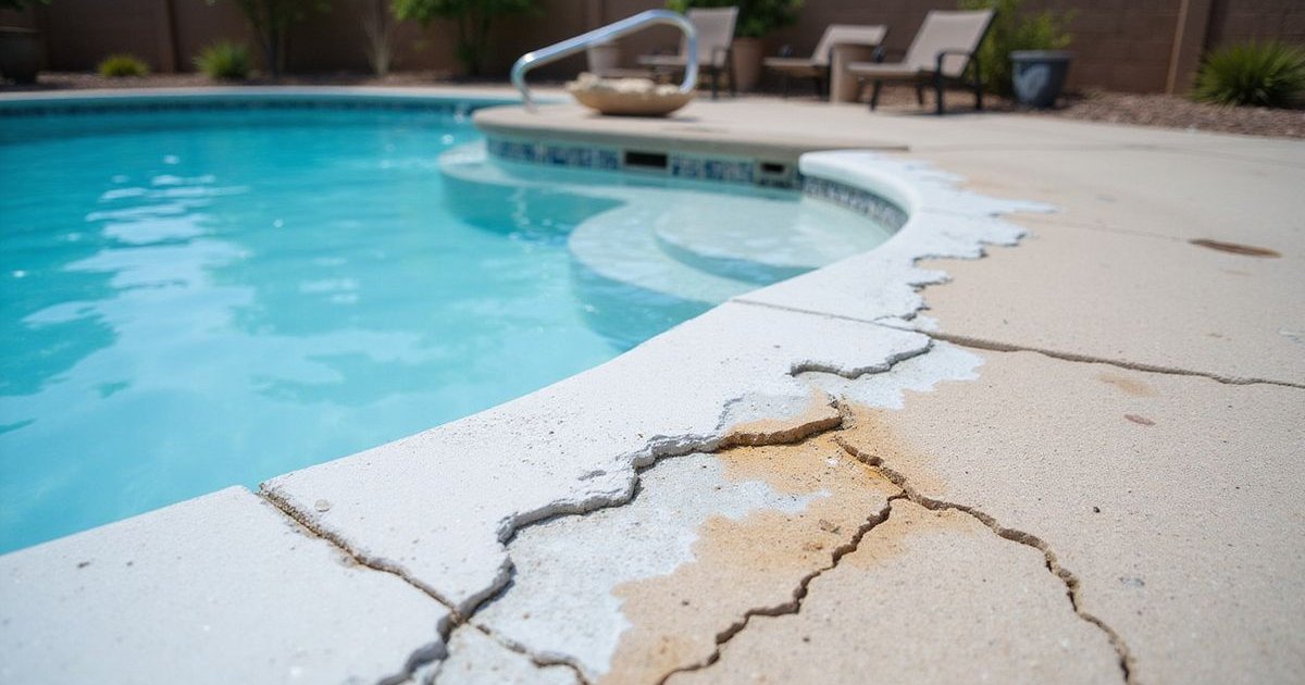 Pool surface showing visible signs of wear and damage requiring professional resurfacing