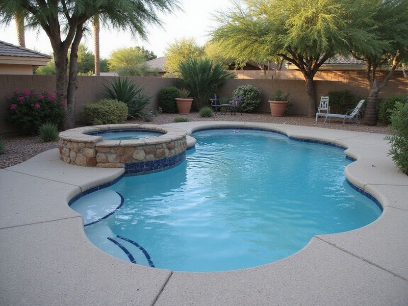 Professional pool resurfacing team at work