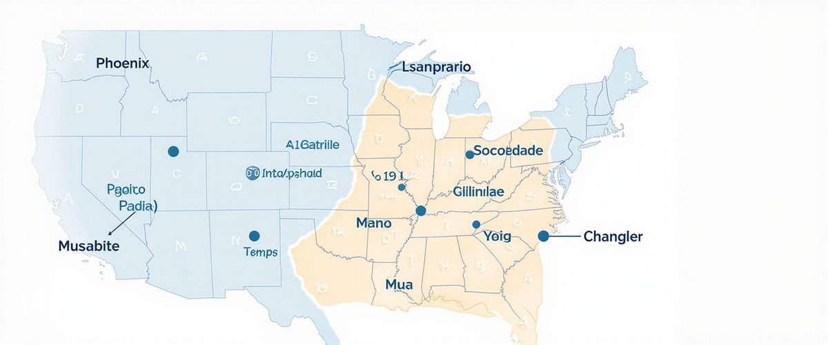 Service area map showing Phoenix, Scottsdale, Paradise Valley, Glendale, and Peoria